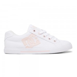 DC Shoes Chelsea Skateskor Dam Vita Rosa | SMEA-50827