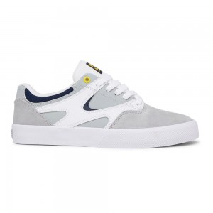 DC Shoes Kalis Vulc Skateskor Herr Grå Vita | TLZJ-29348