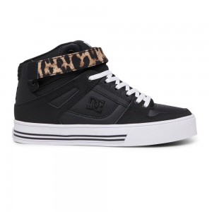 DC Shoes Pure Skateskor Dam Svarta Leopard | GWUL-89024