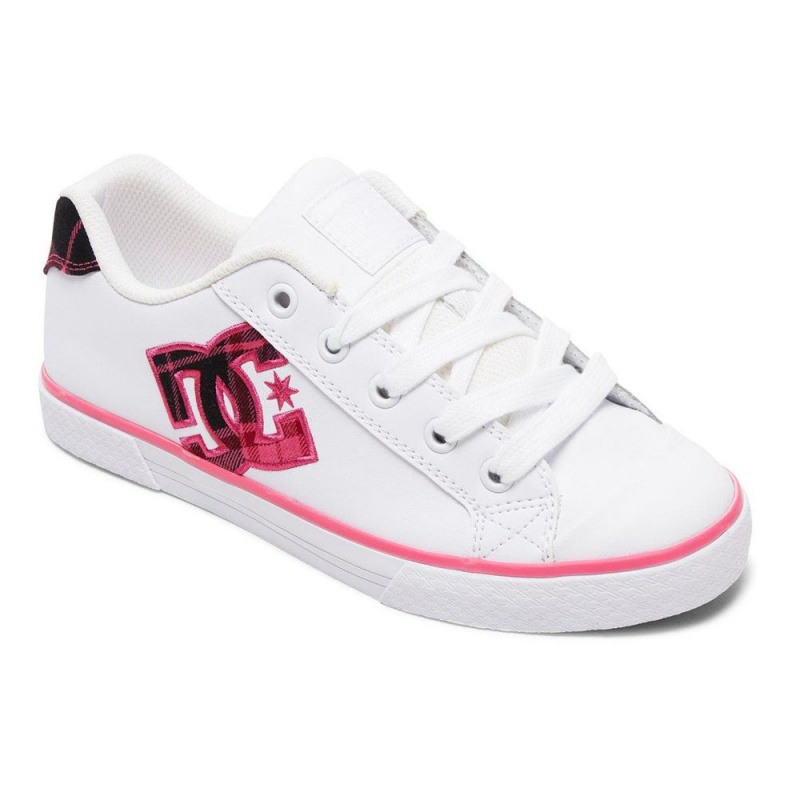 DC Shoes Chelsea Skateskor Dam Vita Rosa | FWZG-67089