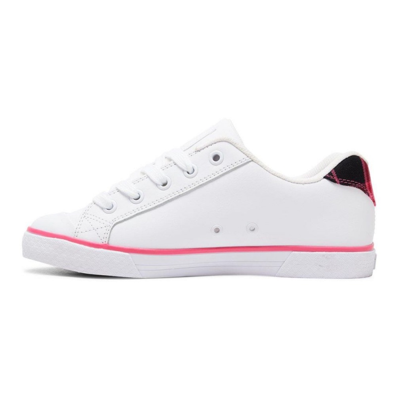 DC Shoes Chelsea Skateskor Dam Vita Rosa | FWZG-67089