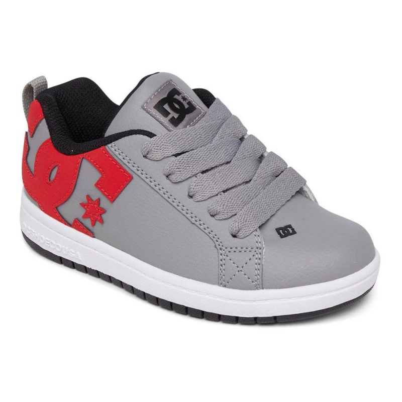 DC Shoes Court Graffik Skateskor Barn Grå Röda | QFJU-84096