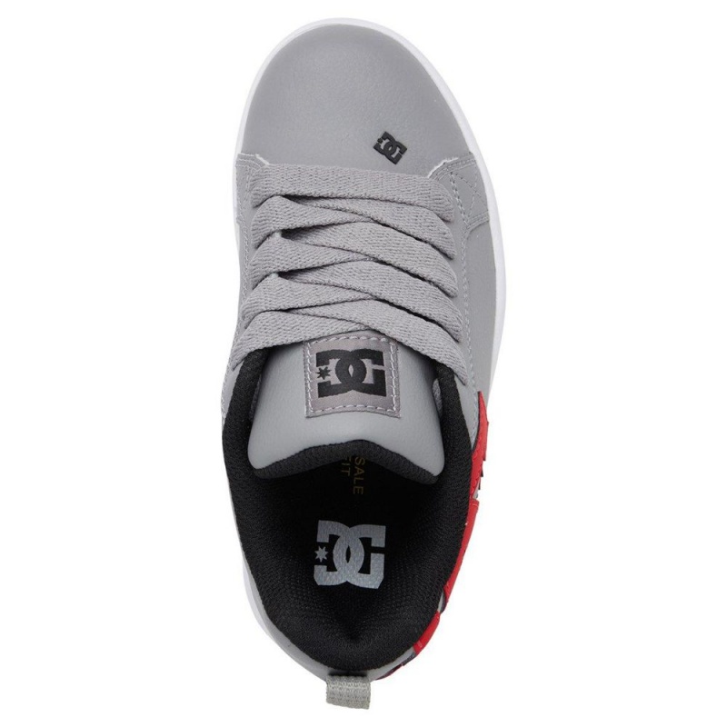 DC Shoes Court Graffik Skateskor Barn Grå Röda | QFJU-84096