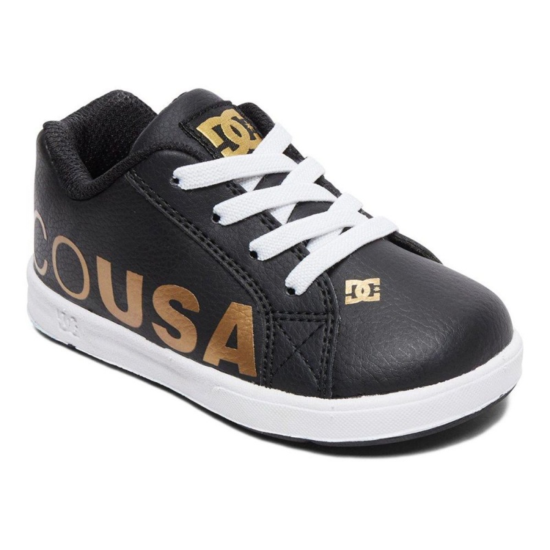 DC Shoes Court Graffik Skateskor Barn Svarta Guld | TRAJ-74205