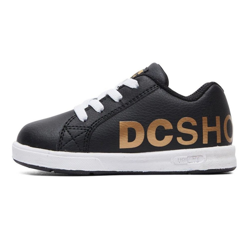 DC Shoes Court Graffik Skateskor Barn Svarta Guld | TRAJ-74205