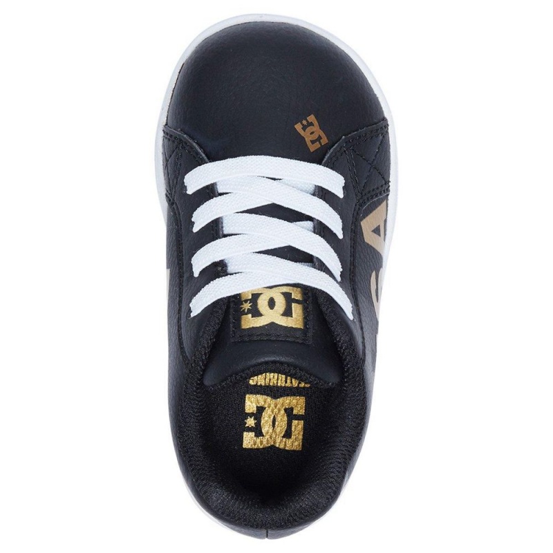 DC Shoes Court Graffik Skateskor Barn Svarta Guld | TRAJ-74205