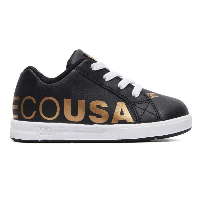 DC Shoes Court Graffik Skateskor Barn Svarta Guld | TRAJ-74205