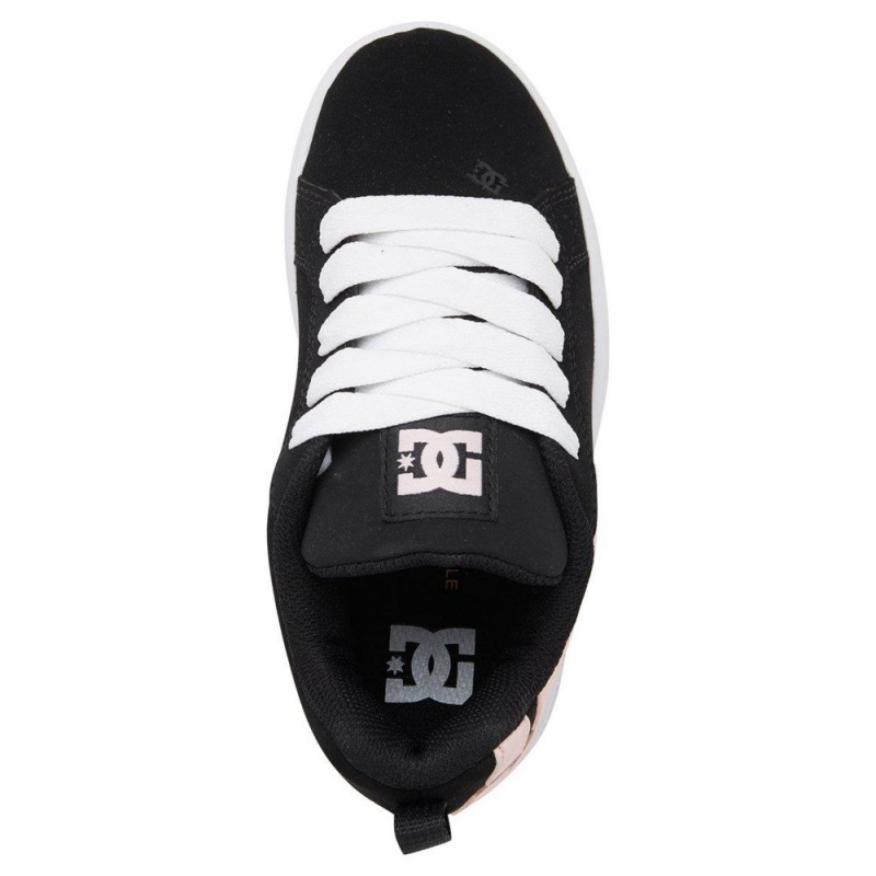 DC Shoes Court Graffik Skateskor Barn Svarta Ljusrosa | TMGS-21679