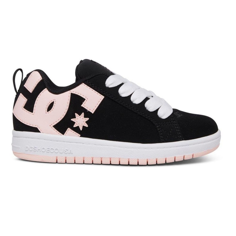 DC Shoes Court Graffik Skateskor Barn Svarta Ljusrosa | TMGS-21679