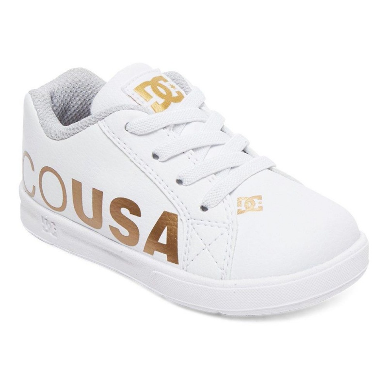 DC Shoes Court Graffik Skateskor Barn Vita Guld | NJCU-83642