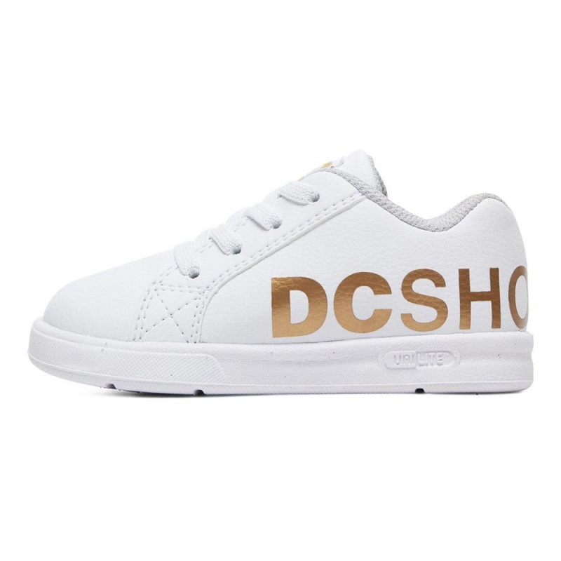 DC Shoes Court Graffik Skateskor Barn Vita Guld | NJCU-83642