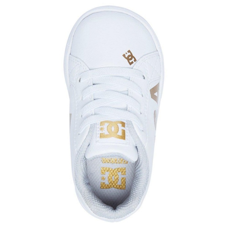 DC Shoes Court Graffik Skateskor Barn Vita Guld | NJCU-83642