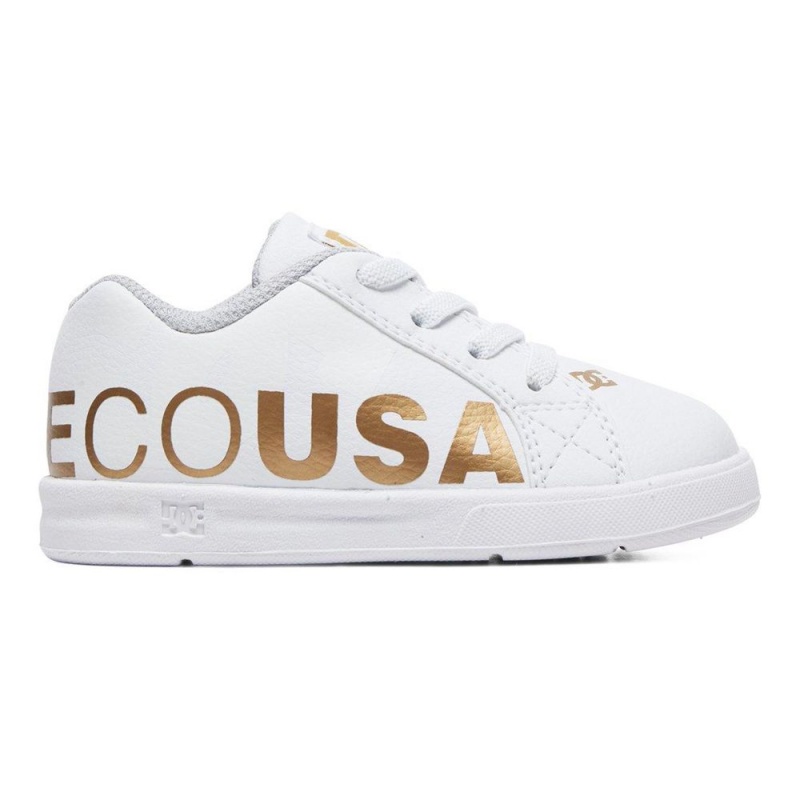 DC Shoes Court Graffik Skateskor Barn Vita Guld | NJCU-83642