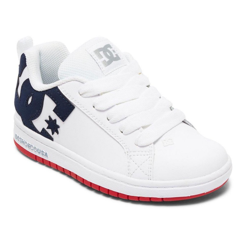 DC Shoes Court Graffik Skateskor Barn Vita Blå | YNTL-48076