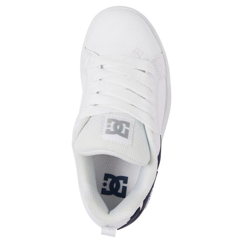 DC Shoes Court Graffik Skateskor Barn Vita Blå | YNTL-48076