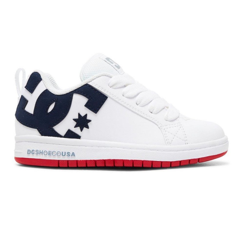 DC Shoes Court Graffik Skateskor Barn Vita Blå | YNTL-48076