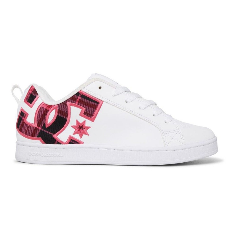 DC Shoes Court Graffik Skateskor Dam Vita Rosa | FVNG-72631