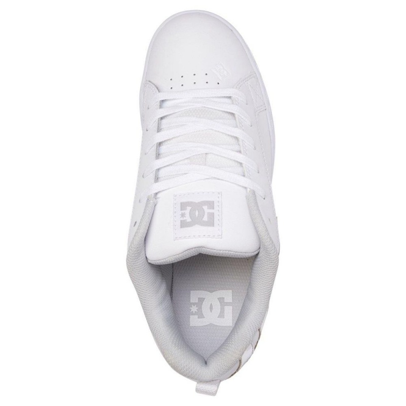 DC Shoes Court Graffik Skateskor Dam Vita Silver | GXZH-06175