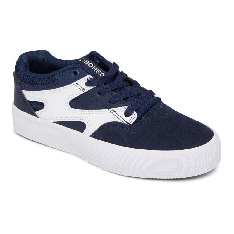 DC Shoes Kalis Vulc Skateskor Barn Marinblå Vita | BGLJ-93175