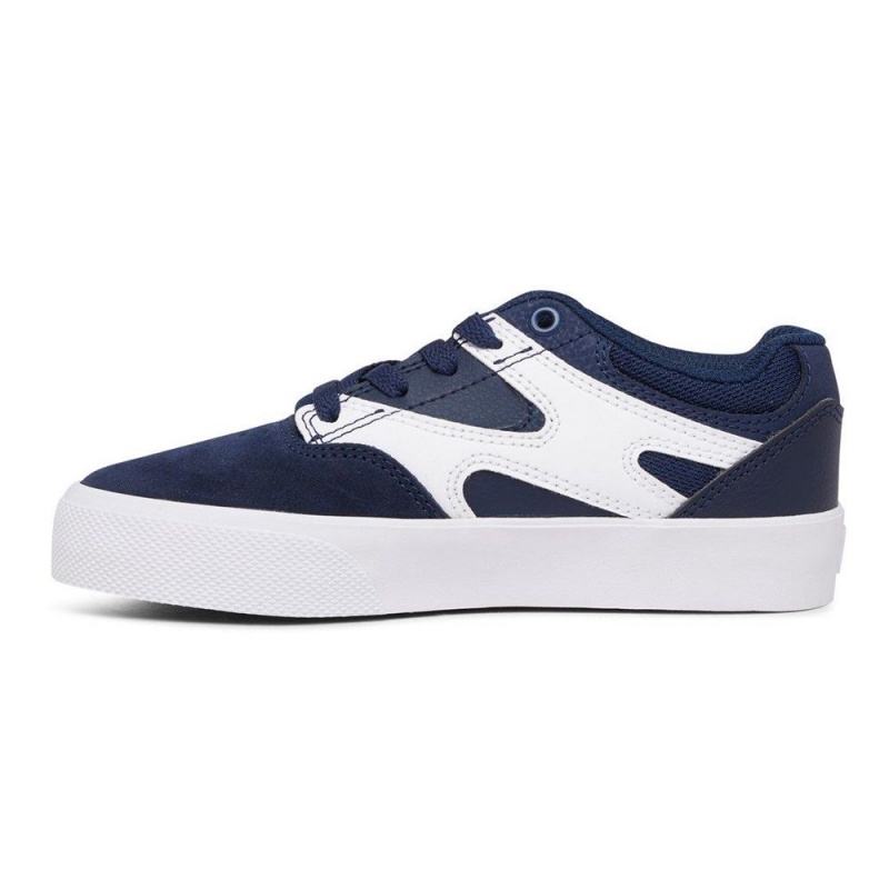 DC Shoes Kalis Vulc Skateskor Barn Marinblå Vita | BGLJ-93175