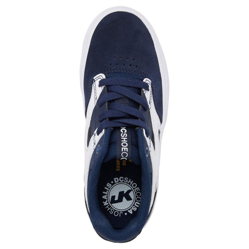 DC Shoes Kalis Vulc Skateskor Barn Marinblå Vita | BGLJ-93175