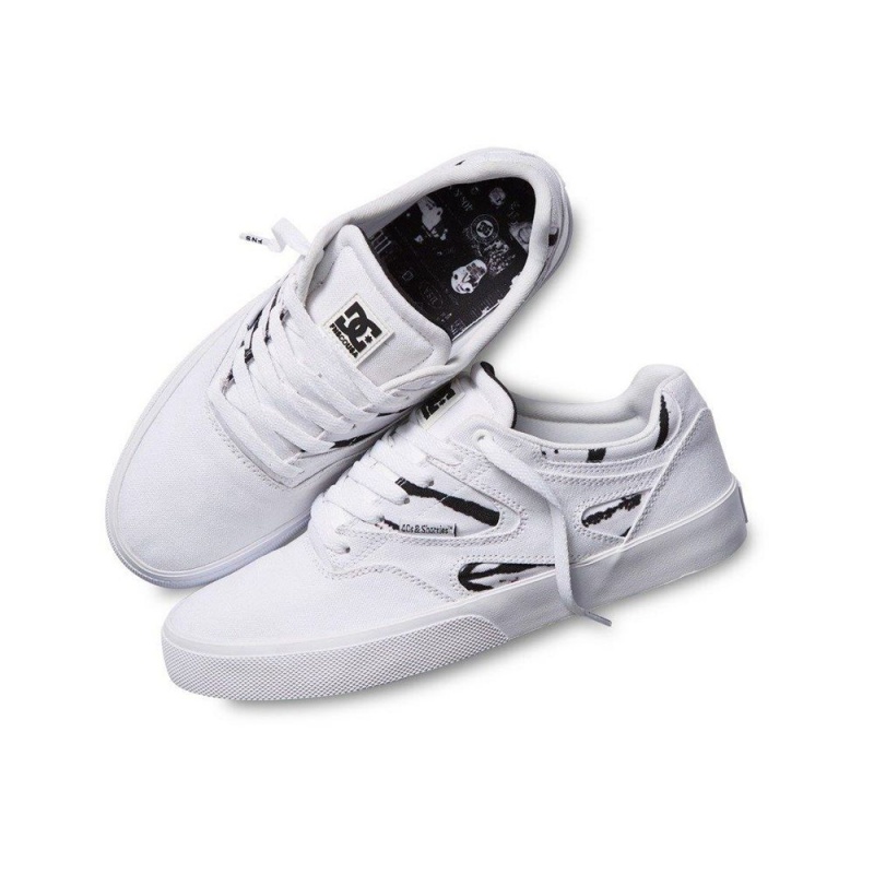 DC Shoes Kalis Vulc Skateskor Herr Vita Svarta | SMFU-71523