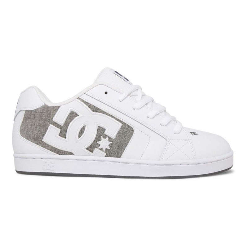 DC Shoes Net Skateskor Herr Vita Grå | IXYW-13087