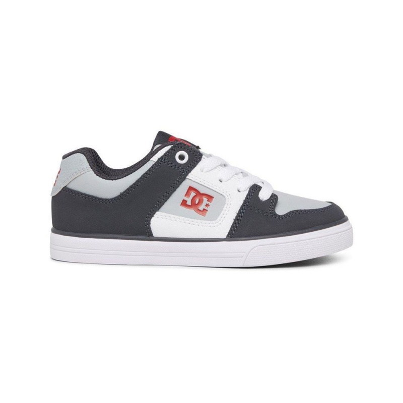 DC Shoes Pure Skateskor Barn Svarta Grå | MYAI-48135