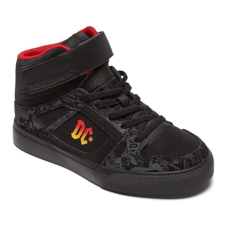 DC Shoes Pure Skateskor Barn Svarta Röda | IYVD-08614