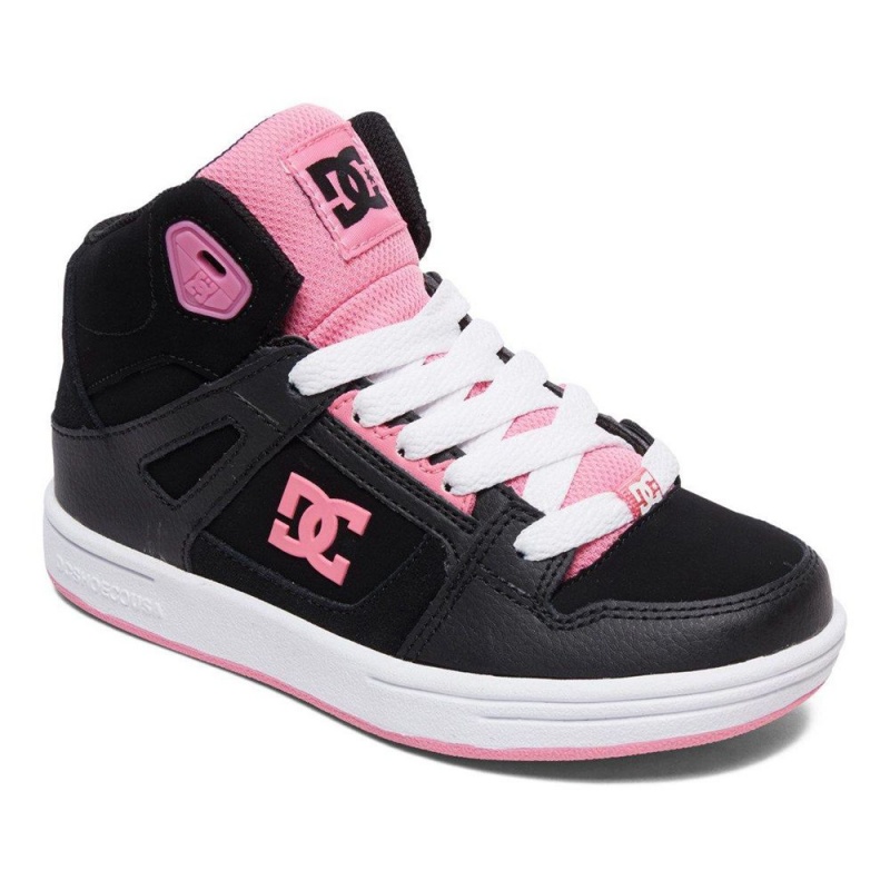 DC Shoes Pure Skateskor Barn Svarta Rosa | HGSP-48910