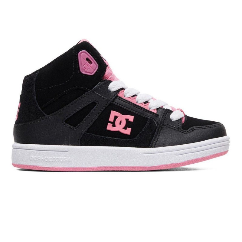 DC Shoes Pure Skateskor Barn Svarta Rosa | HGSP-48910