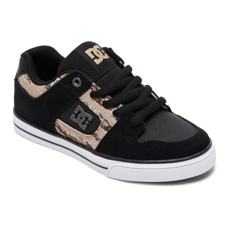 DC Shoes Pure Skateskor Barn Svarta | IQFL-63802