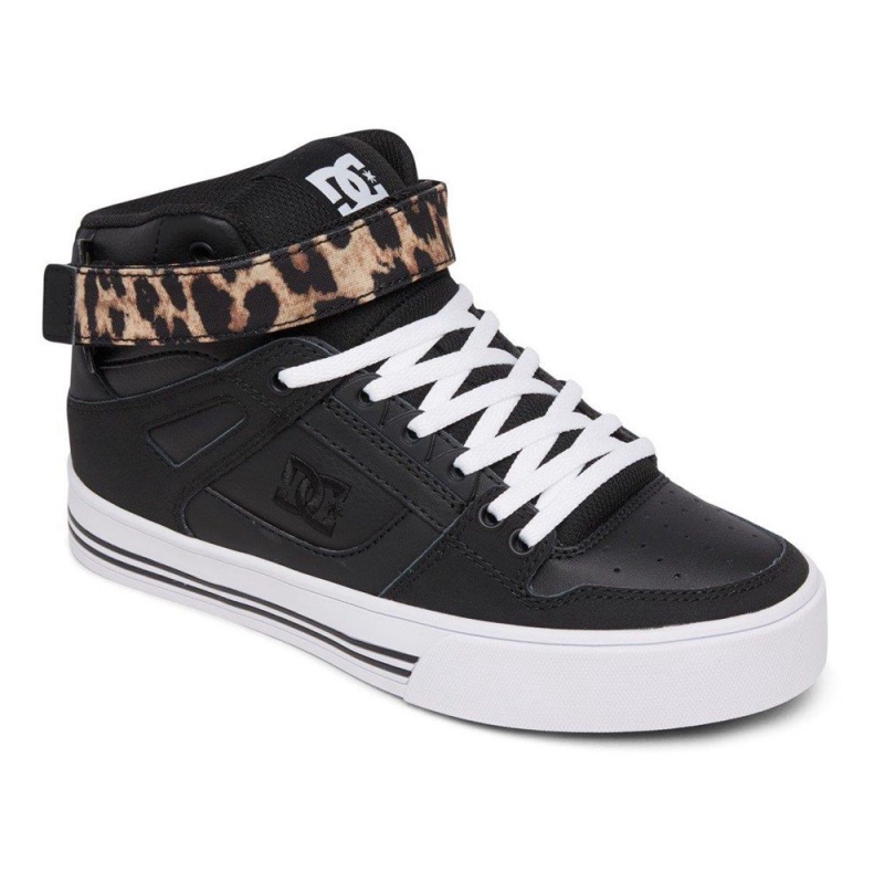 DC Shoes Pure Skateskor Dam Svarta Leopard | GWUL-89024