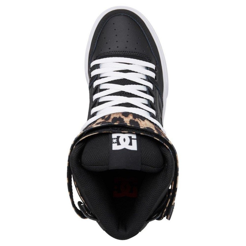 DC Shoes Pure Skateskor Dam Svarta Leopard | GWUL-89024