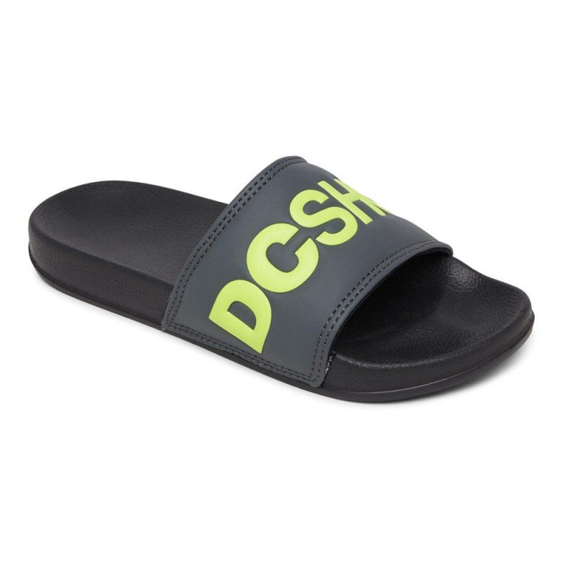 DC Shoes Slides Sandaler Barn Grå Gula | PICB-26714