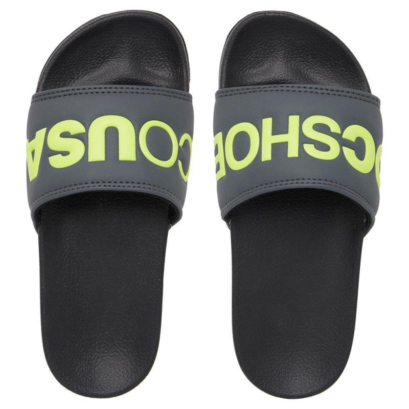 DC Shoes Slides Sandaler Barn Grå Gula | PICB-26714