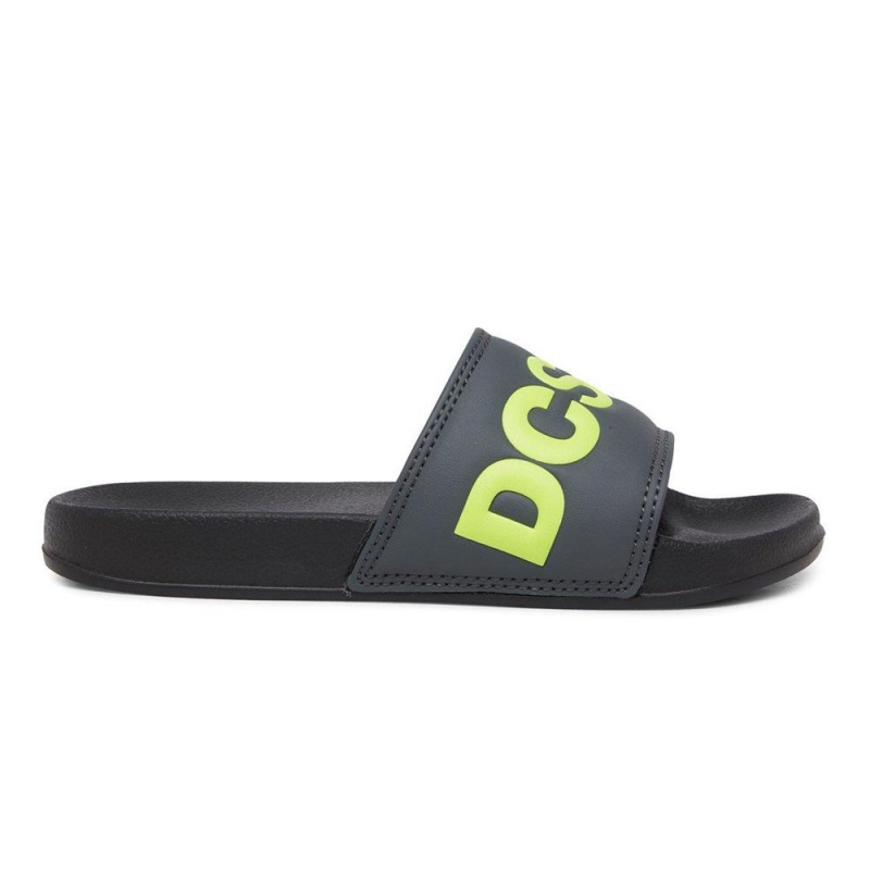 DC Shoes Slides Sandaler Barn Grå Gula | PICB-26714