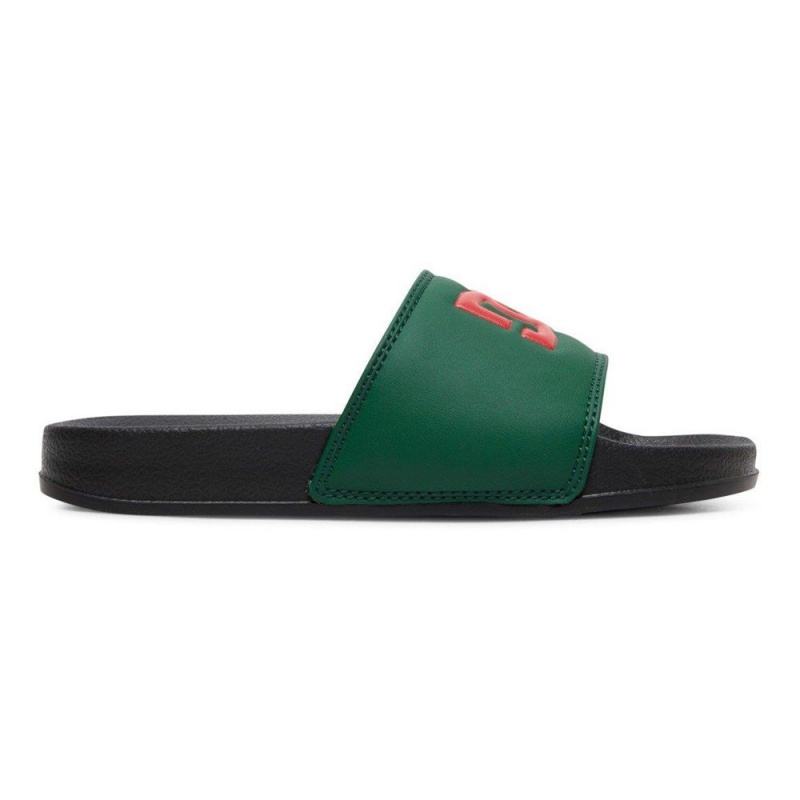 DC Shoes Slides Sandaler Barn Gröna Röda | LFDA-67204