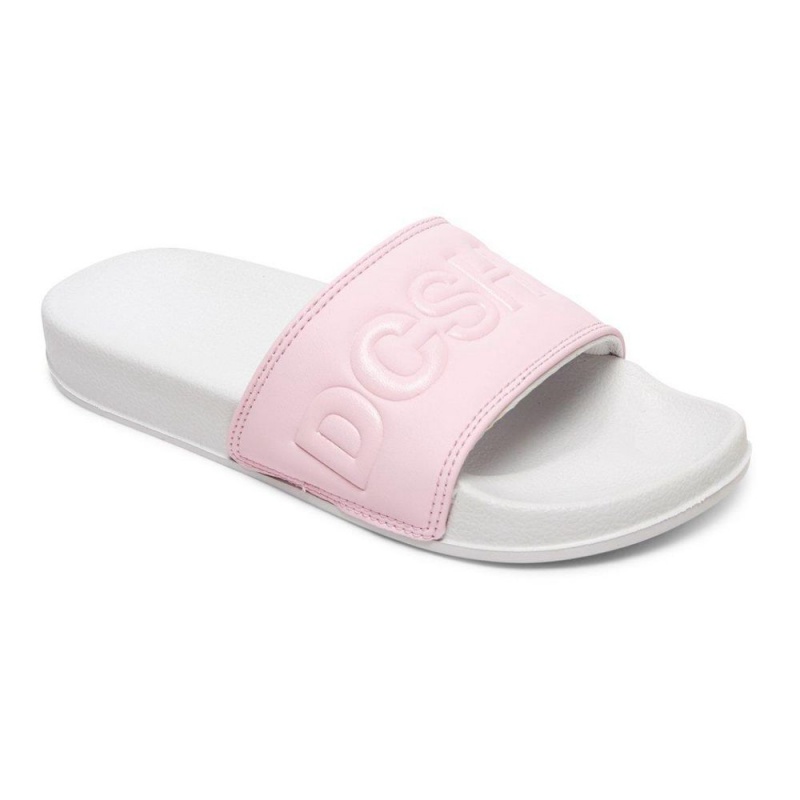 DC Shoes Slides Sandaler Barn Rosa Grå | JTAI-52730