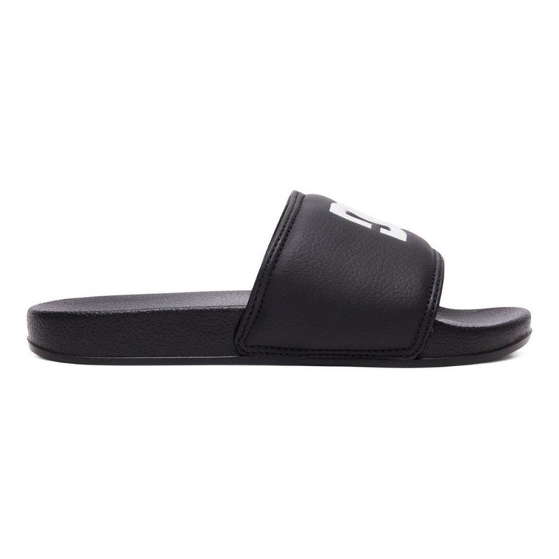 DC Shoes Slides Sandaler Barn Svarta Vita | KLGH-61390