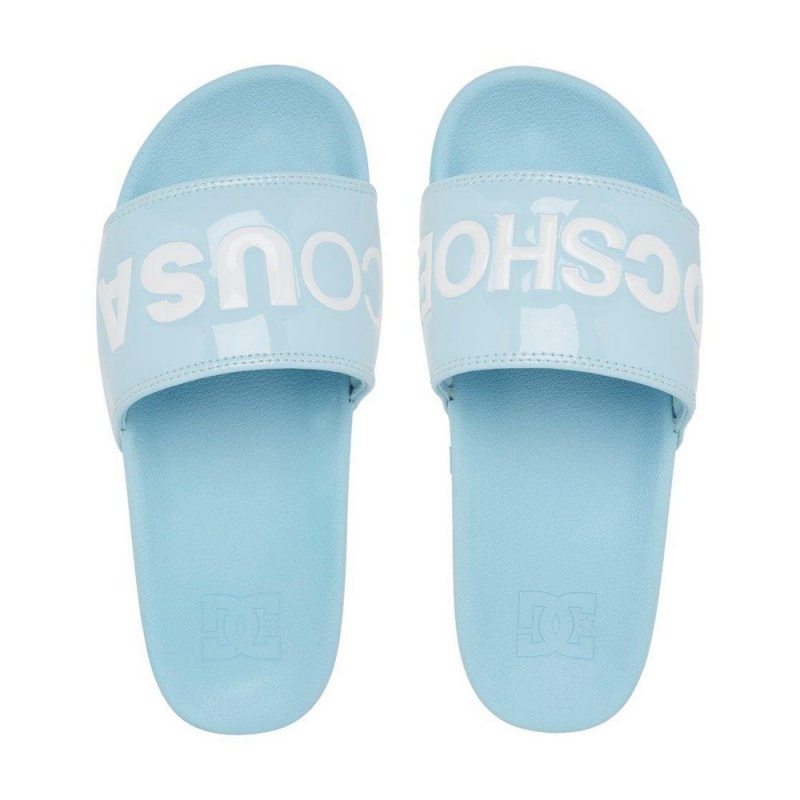 DC Shoes Slides Sandaler Dam Blå Vita | SPUK-95781