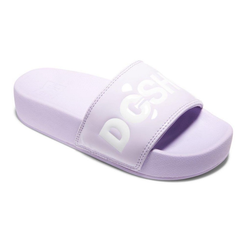 DC Shoes Slides Sandaler Dam Lila Vita | YGFL-38512