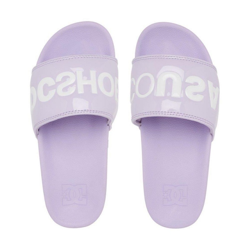 DC Shoes Slides Sandaler Dam Lila Vita | YGFL-38512