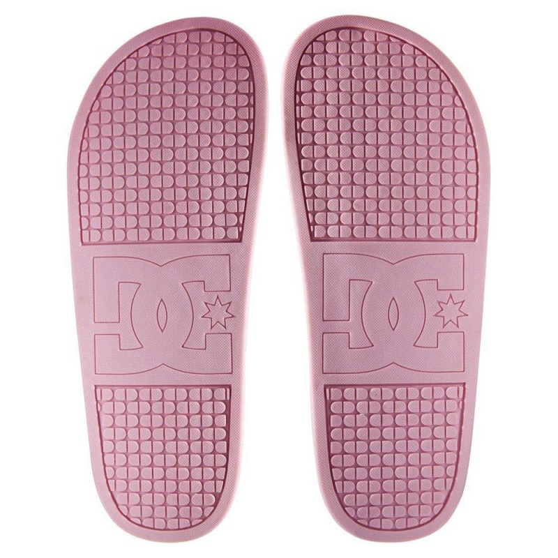 DC Shoes Slides Sandaler Dam Rosa Vita | OTFW-06325