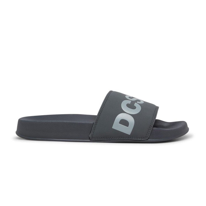 DC Shoes Slides Sandaler Herr Grå Röda | WYLU-21063