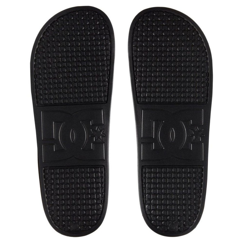 DC Shoes Slides Sandaler Herr Svarta Vita | KVFB-59218