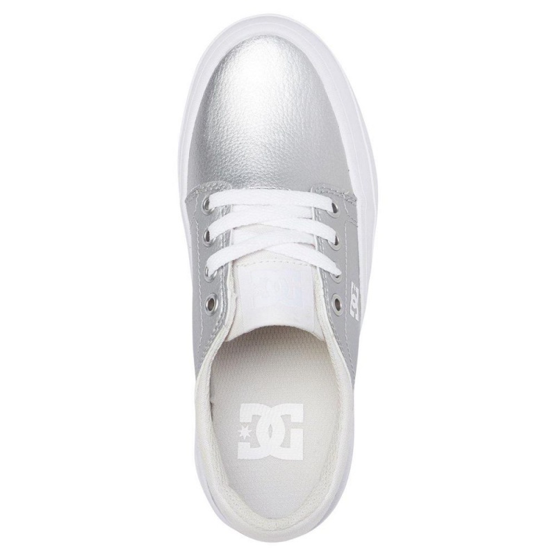 DC Shoes Trase Skateskor Barn Silver Vita | STUD-32897